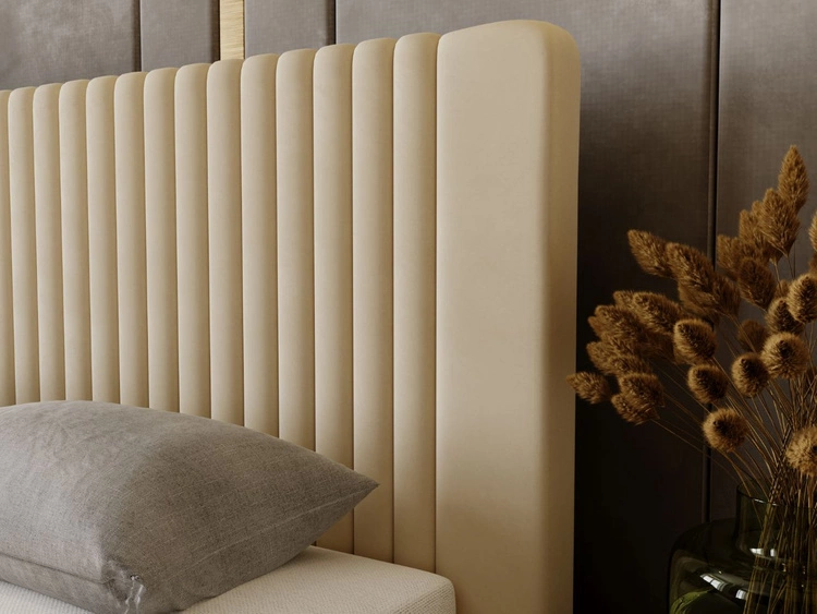 Polsterbett mit Bettkasten und Lattenrost 140x200 Malmo Beige
