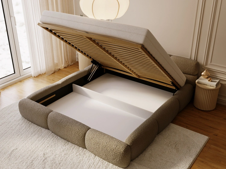 Polsterbett mit Bettkasten und Bettrost 160x200 Sweet Low Braun