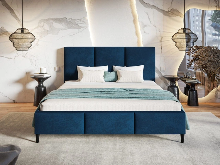 Polsterbett mit Lattenrost 180x200 Trio Dunkelblau