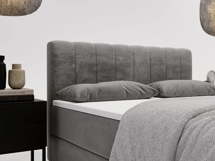 Boxspringbett mit Bettkasten 140x200 Forte Hellgrau