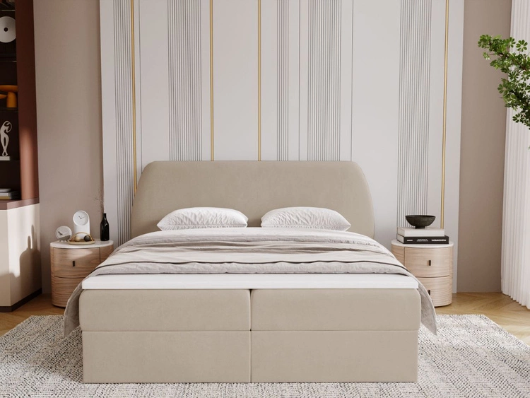 Boxspringbett mit Bettkasten 120x200 Bogota Beige