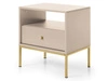 Nachttisch mit Schublade auf Golden Metallbeinen Amor Beige