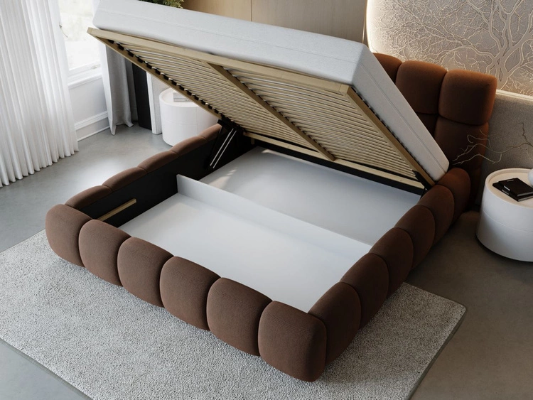 Polsterbett mit Bettkasten und Lattenrost 140x200 Modo Braun