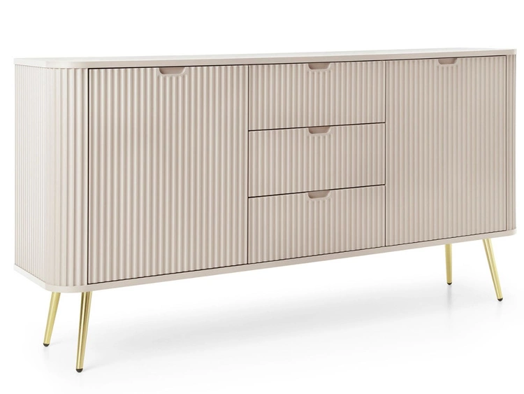 Kommode mit Türen und Schubladen Viva Beige auf Golden Beinen
