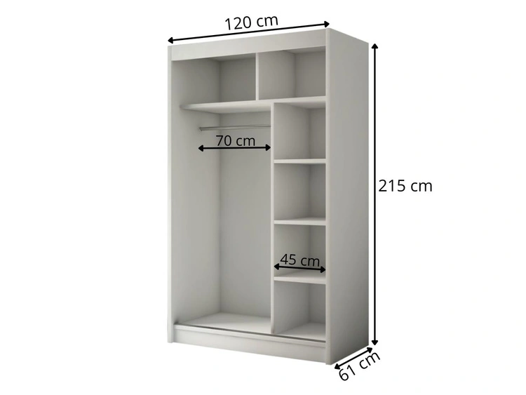 Schiebetürenschrank mit Lamellen 120 cm Loreto Weiß