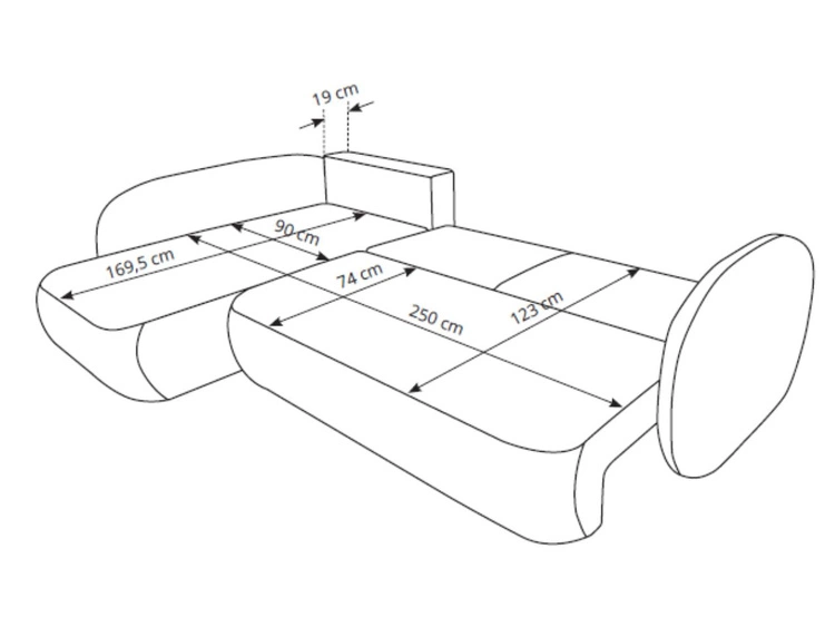 Ecksofa mit Schlaffunktion und Bettkasten Links Carino Grau