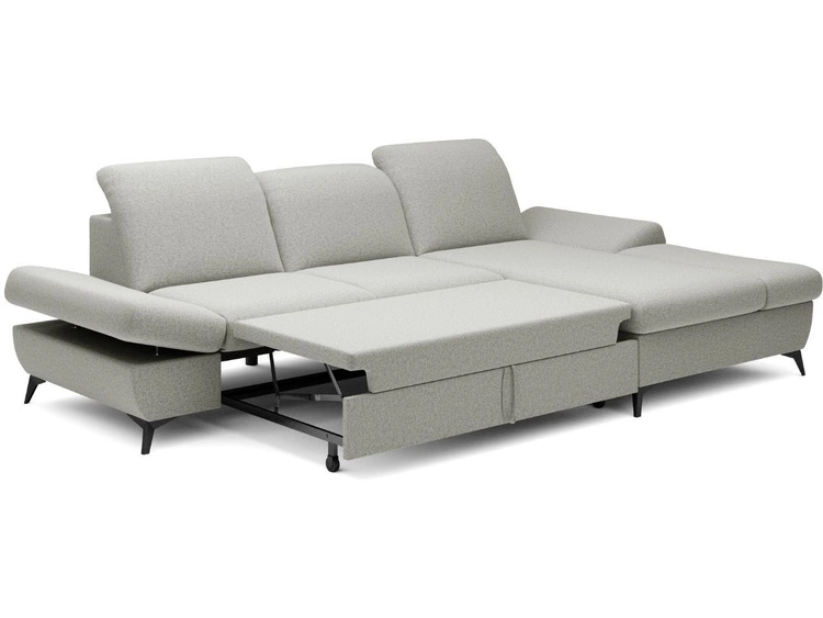 Ecksofa L-Form Rechts mit Schlaffunktion und Bettkasten Hannover Hellgrau