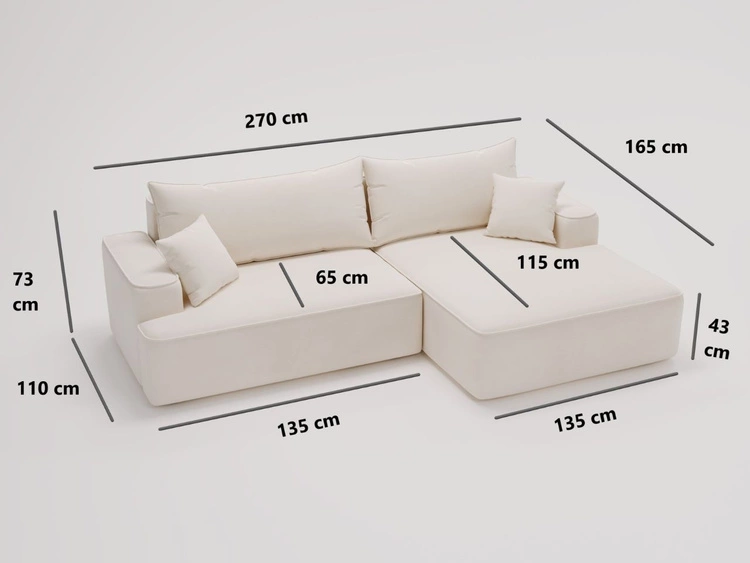 Ecksofa L-Form Links mit Schlaffunktion und Bettkasten California Schwarz