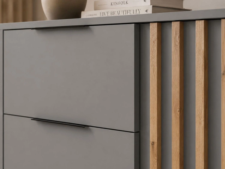 Kommode mit Türe und Schubladen 105 cm Macron Grau Artisan Eiche