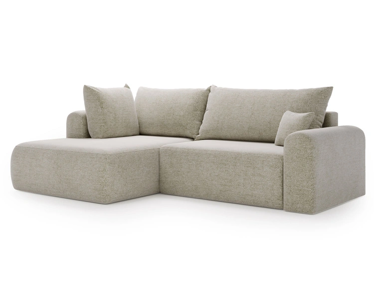 Ecksofa L-Form mit Schlaffunktion und Bettkasten Savana Bis Hellbeige