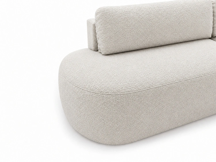 Ecksofa L-Form Rechts mit Schlaffunktion und Bettkasten Aurio O Creme