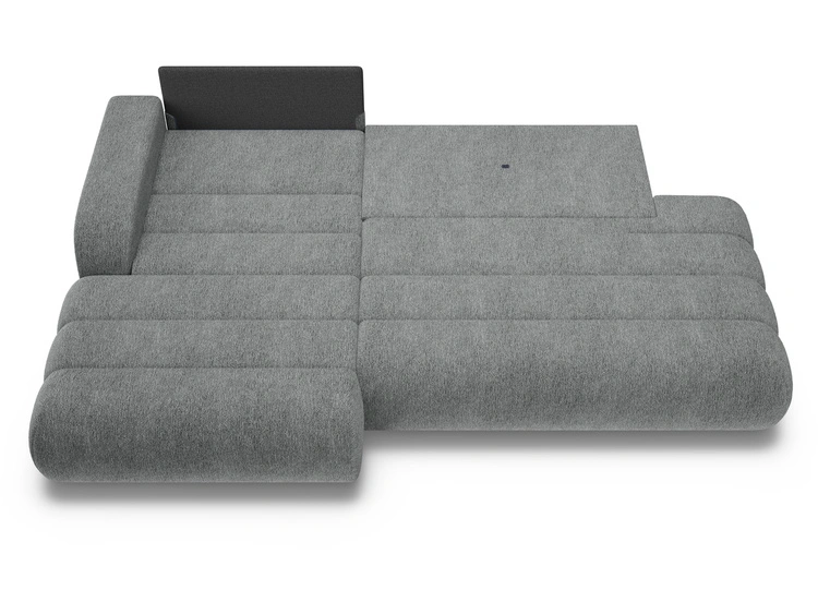 Ecksofa L-Form mit Schlaffunktion und Bettkasten Lisso Links Grau