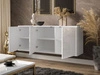 Dreitürige Kommode 154 cm Glamour-Stil auf schwarzfarbenen Metallbeinen Vivance Weißglanz