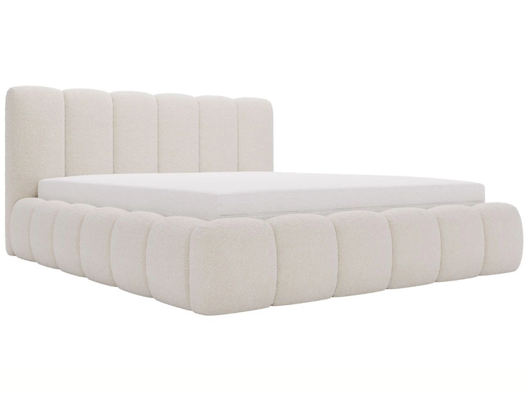 Polsterbett mit Bettkasten und Lattenrost 120x200 Cloud Bouclé-Stoff Beige