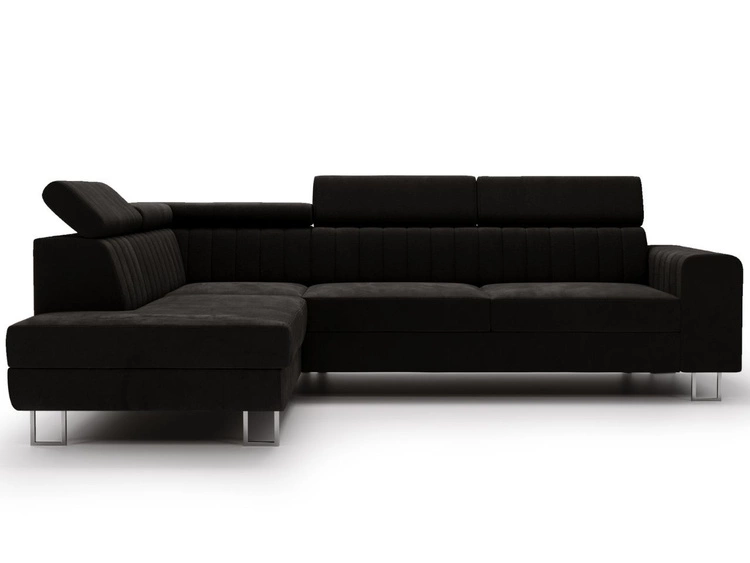 Ecksofa mit Schlaffunktion und Bettkasten Berona links Schwarz