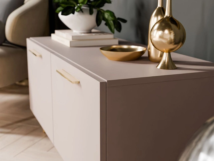 TV-Lowboard mit Türen auf Goldenen Metallbeinen 100 cm Noaé Kaschmir
