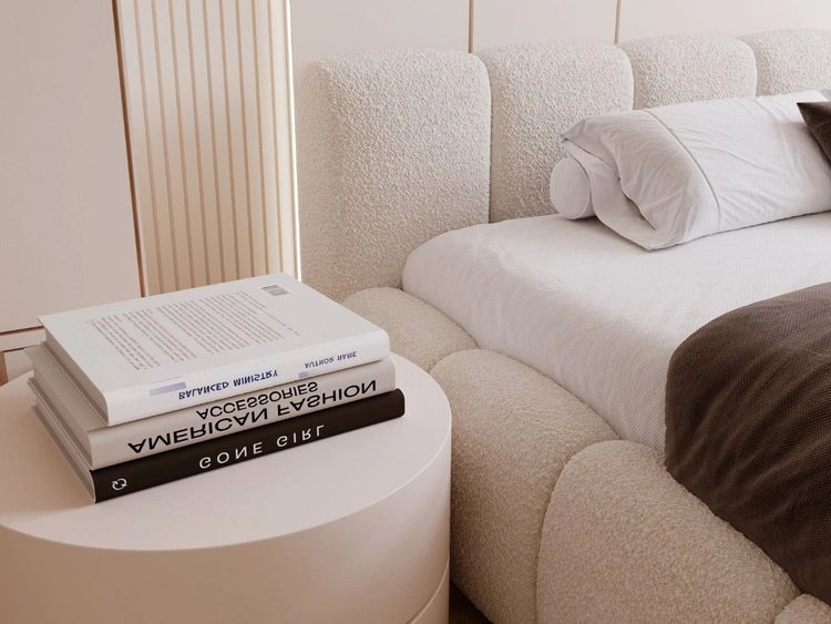 Polsterbett mit Bettkasten und Lattenrost 200x200 Cloud Low Bouclé-Stoff Beige