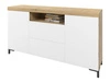 Wohnzimmer-Set – TV-Schrank und Kommode auf schwarzen Füßen Asumi Weiß und Eiche Wotan
