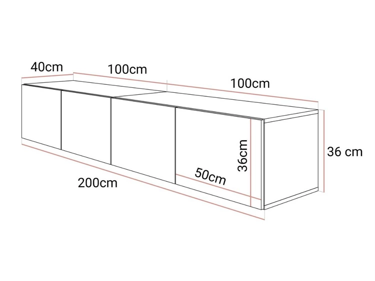 Hängeschrank mit Türen 200 cm Nodoo Kaschmir