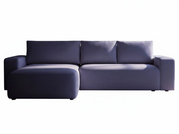 Ecksofa L-Form Links mit Schlaffunktion und Bettkasten Tazones Dunkelblau