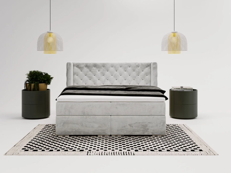 Boxspringbett mit Bettkasten 140x200 Lion Hellgrau