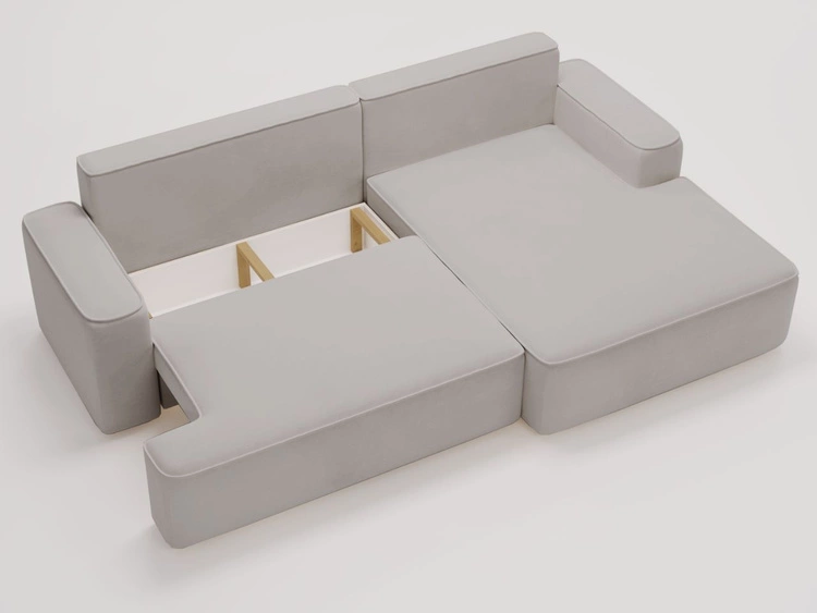Ecksofa L-Form Rechts mit Schlaffunktion und Bettkasten California Hellgrau