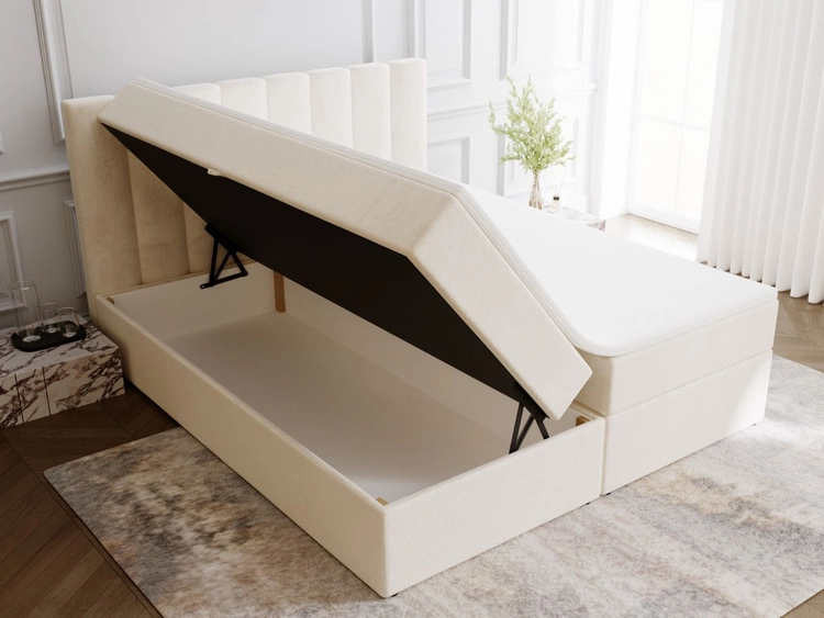 Boxspringbett mit Bettkasten 140x200 Mocca Beige