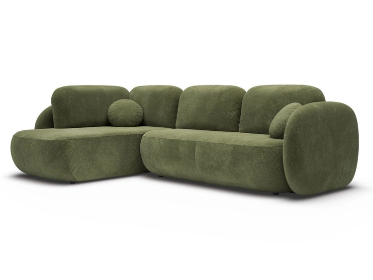 Ecksofa mit Schlaffunktion und Bettkasten Links Carino Grün
