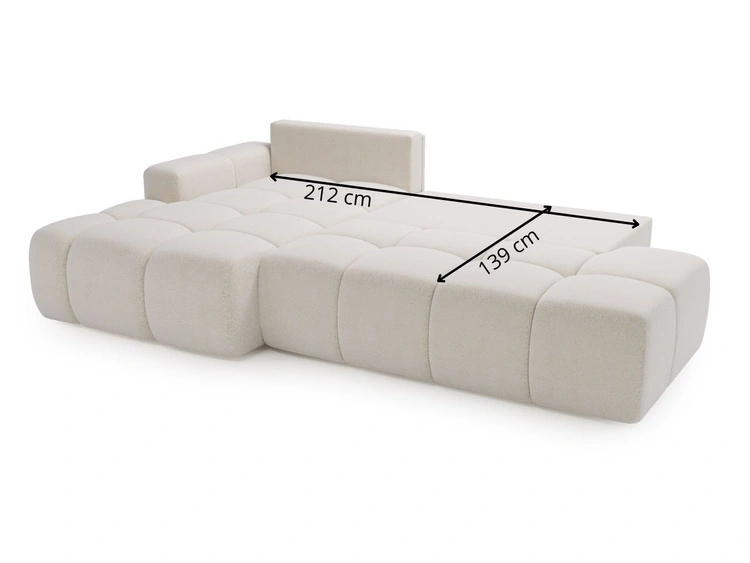 Ecksofa L-Form Rechts mit Schlaffunktion und Bettkasten Montero Creme