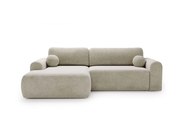 Ecksofa L-Form mit Schlaffunktion und Bettkasten Savana Links Hellbeige