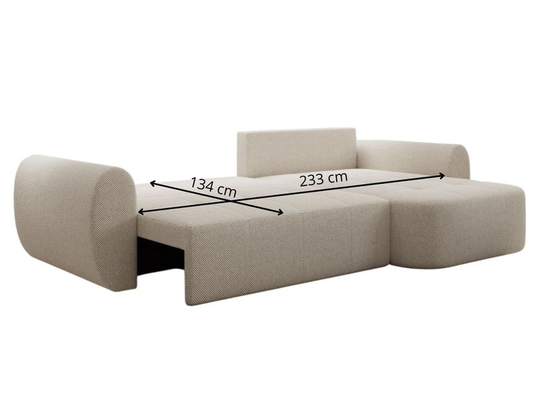 Ecksofa L-Form mit Schlaffunktion und Bettkasten Avessio Beige