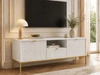 TV-Lowboard mit Schublade und Türen Amber Weiß, Gold Frame