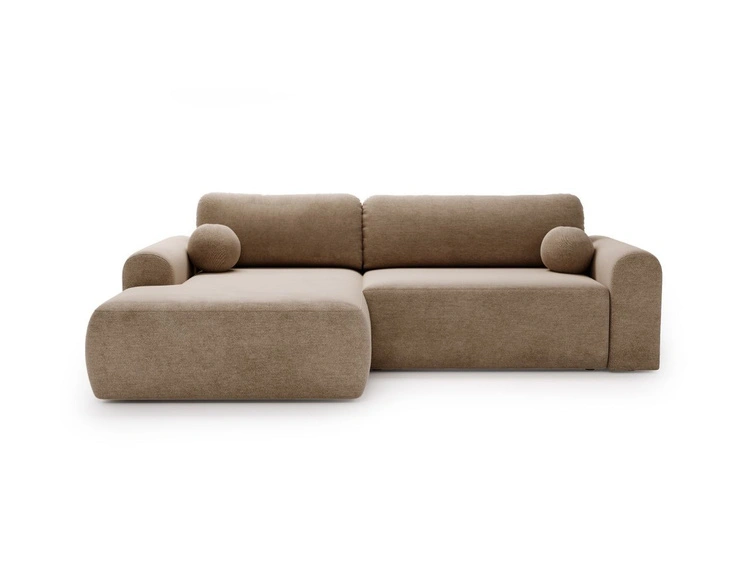 Ecksofa L-Form mit Schlaffunktion und Bettkasten Savana Links Dunkelbeige