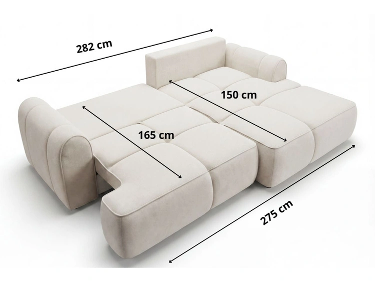 Ecksofa L-Form Rechts mit Schlaffunktion und Bettkasten Bonno Schwarz