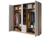 Fünftüriger Kleiderschrank mit Drehtüren und LED-Beleuchtung Baffi Eiche Craft Gold, Weiß