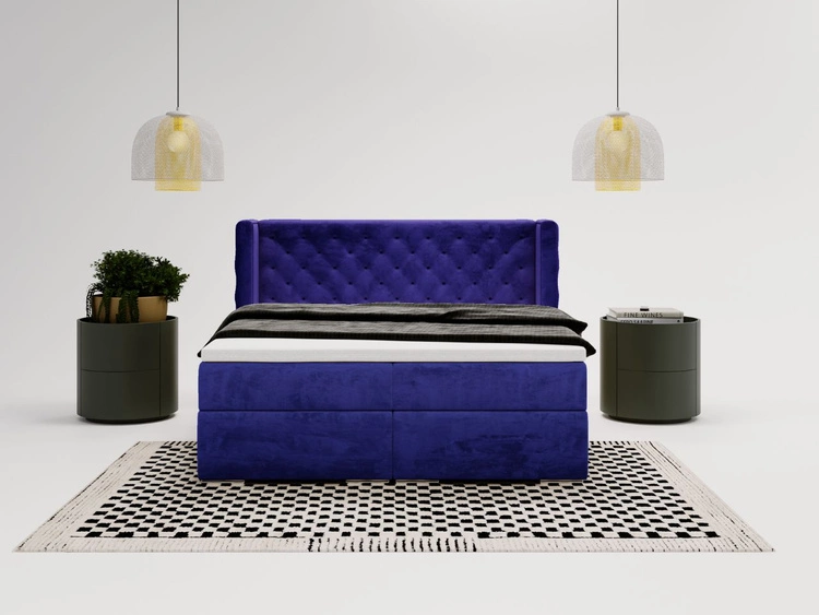 Boxspringbett mit Bettkasten 140x200 Lion Dunkelblau