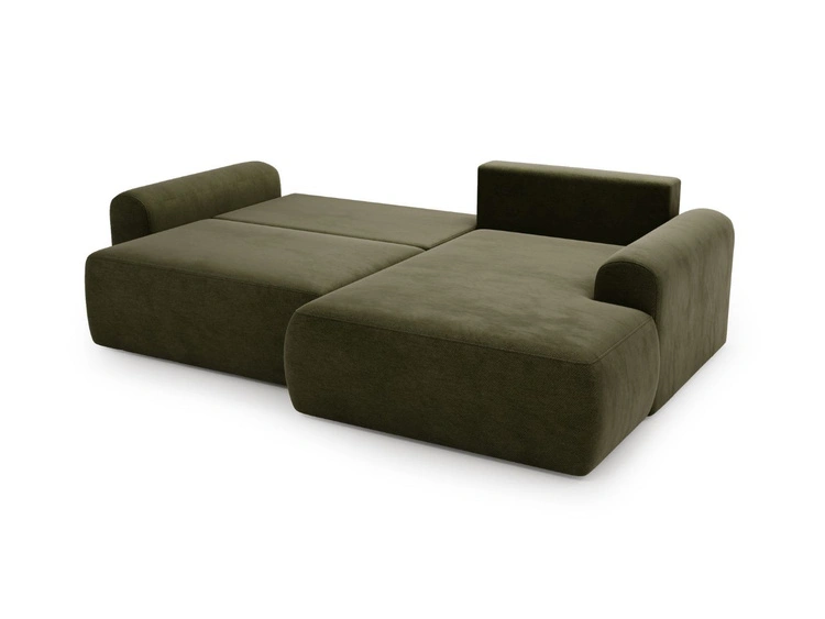 Ecksofa L-Form mit Schlaffunktion und Bettkasten Savana Rechts Grün