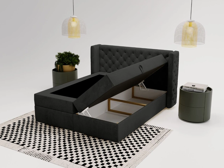 Boxspringbett mit Bettkasten 120x200 Lion Schwarz