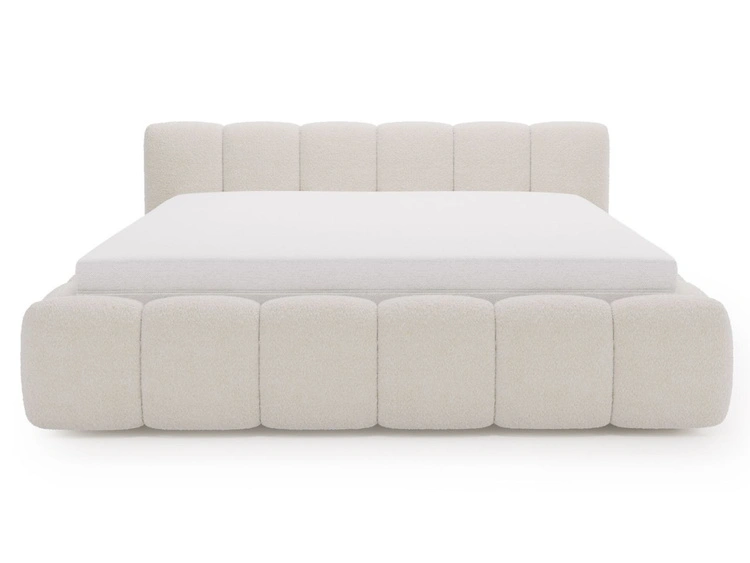 Polsterbett mit Bettkasten und Lattenrost 180x200 Cloud Low Bouclé-Stoff Beige