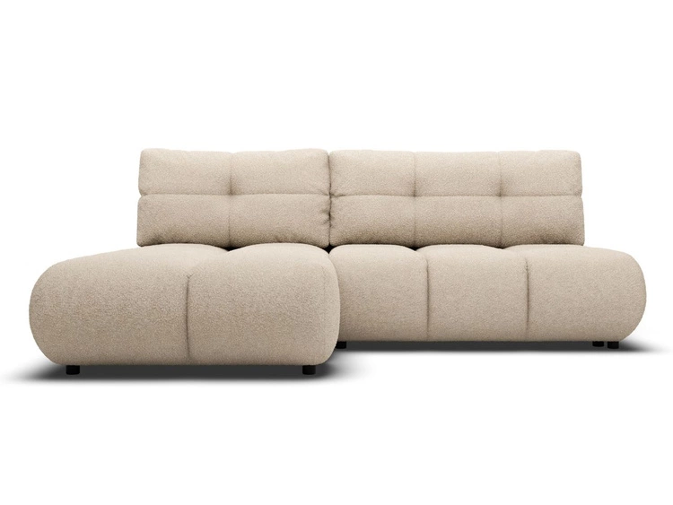 Ecksofa mit Schlaffunktion und Bettkasten Links Milet Beige