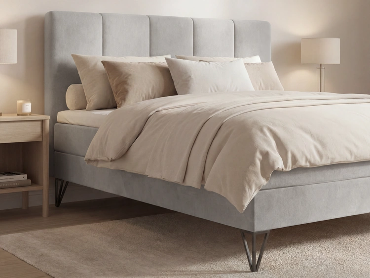 Boxspringbett mit Bettkasten 140x200 Vendi grau