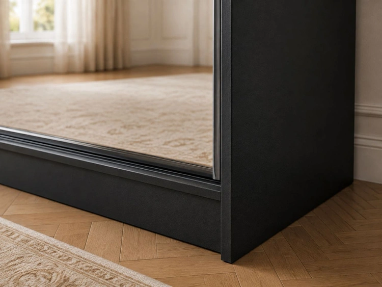 Schiebetürenschrank 250 cm mit Spiegel und LED-Beleuchtung Luzio Schwarz