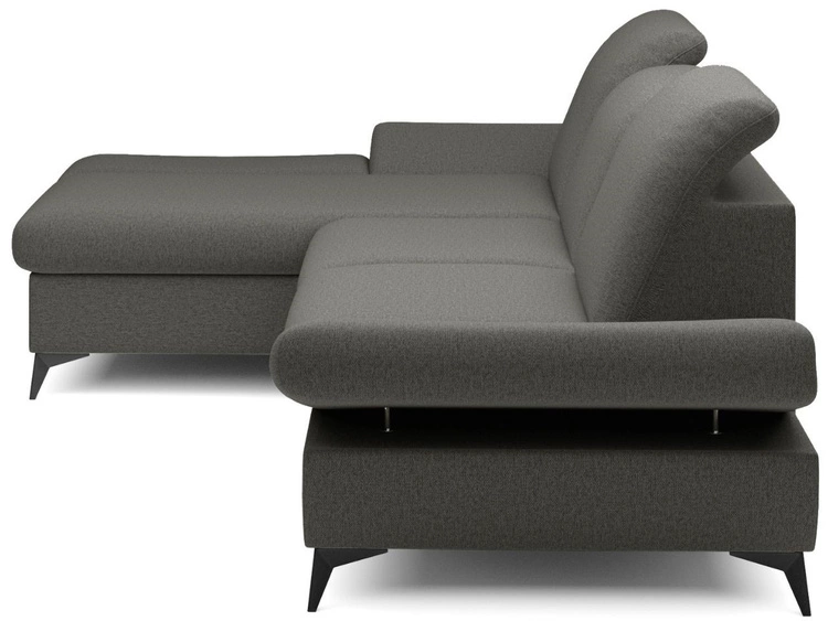 Ecksofa L-Form Links mit Schlaffunktion und Bettkasten Hannover Dunkelgrau