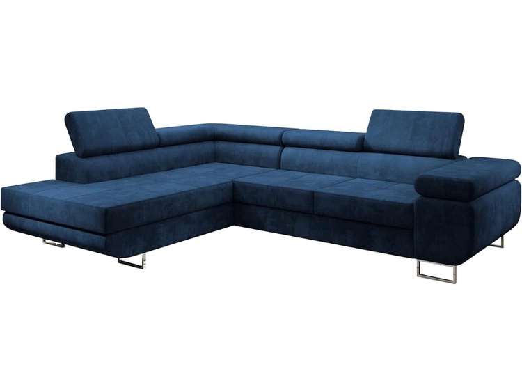 Ecksofa L-Form Links mit Schlaffunktion und Bettkasten Solam L Dunkelblau