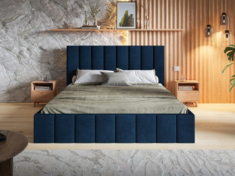 Polsterbett mit Bettkasten und Lattenrost 160x200 Siena Dunkelblau