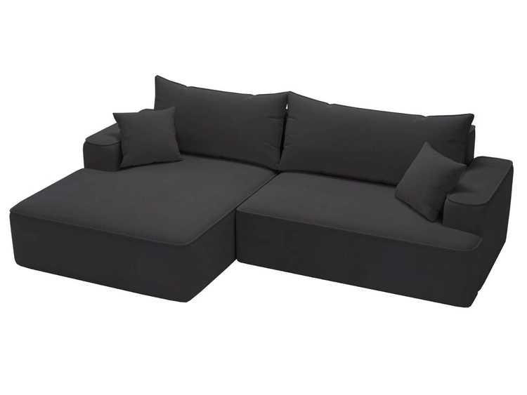 Ecksofa L-Form Links mit Schlaffunktion und Bettkasten California Schwarz