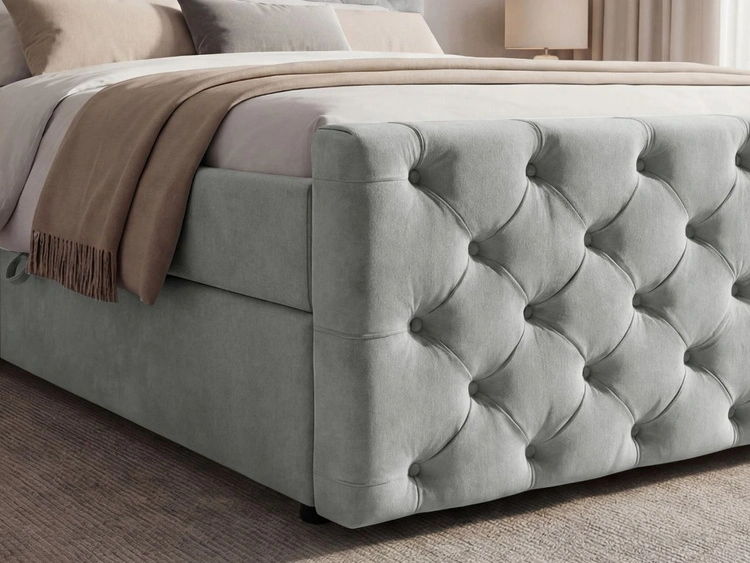 Boxspringbett mit Bettkasten 180x200 Montego Hellgrau