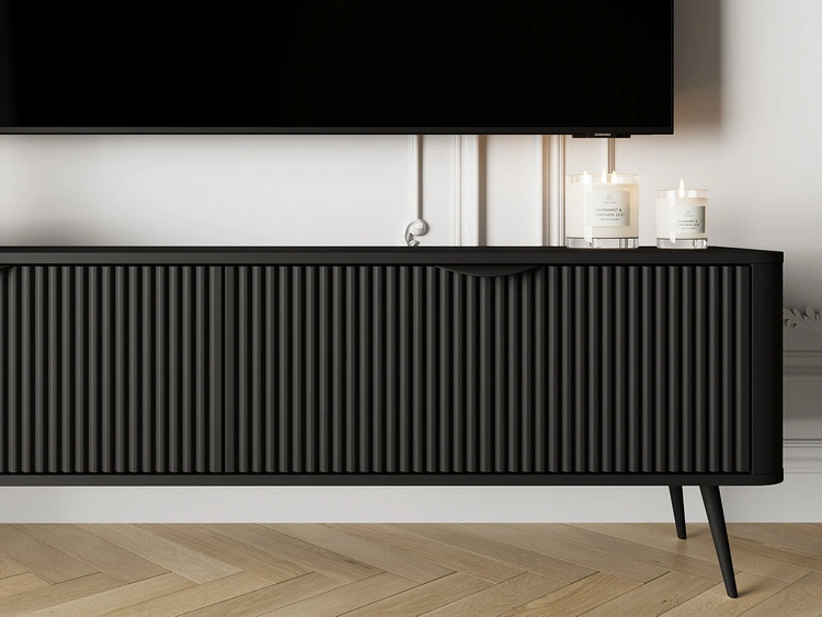 TV-Lowboard mit Türen 163 cm Latina Schwarz