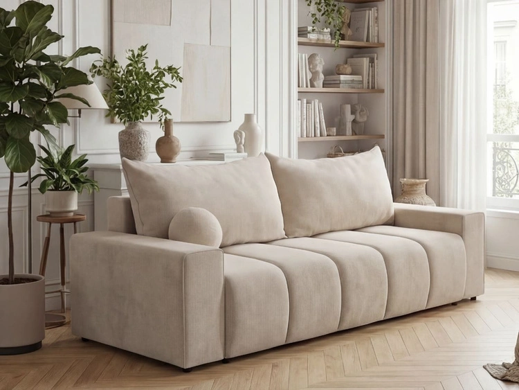 Schlafsofa mit Bettfunktion und Bettkasten Miro Beige