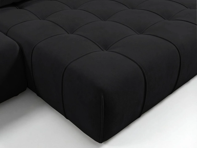 Ecksofa L-Form mit Schlaffunktion und Bettkasten Tulio Rechts Schwarz